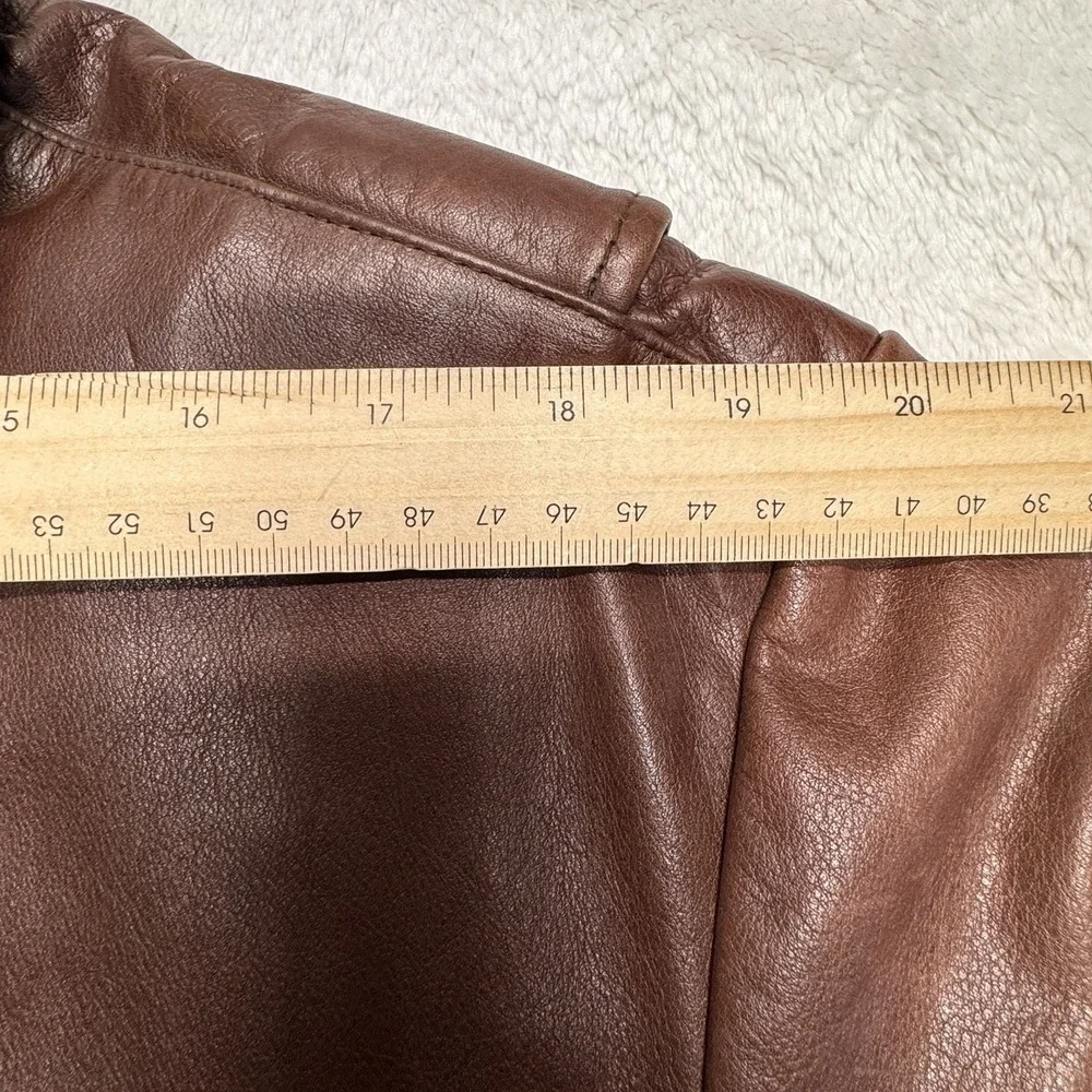 VTG 90 Banana Republic‎ Mens Large Brown Leather Full Zip Jacket Classic Collar